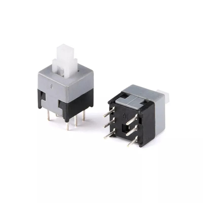 DPDT Push Button Self-Locking Switch 8.5×8.5mm, 6-Pin Double Row - Ekostra Electronics In Egypt اكوسترا الكترونيكس