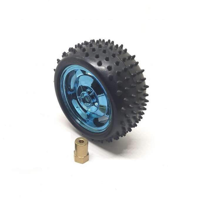 High-Traction Robot Wheel (65mm x 26mm) with 4mm Metal Hex Coupler – Blue - Ekostra Electronics In Egypt اكوسترا الكترونيكس