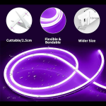 Neon Flexible LED Strip Light – 5 Meter, PURPLE, 12V DC – Waterproof Silicone