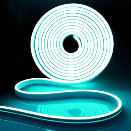 Neon Flexible LED Strip Light – 5 Meter, ICE BLUE 12V DC – Waterproof Silicone