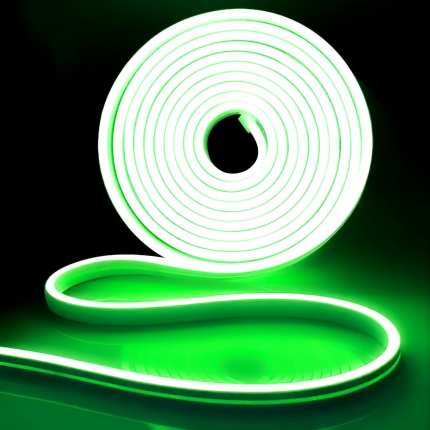 Neon Flexible LED Strip Light – 5 Meter, GREEN 12V DC – Waterproof Silicone