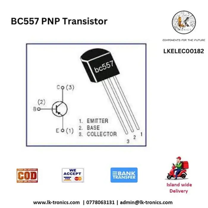 BC557 PNP Transistor - Ekostra Electronics In Egypt اكوسترا الكترونيكس BC557 PNP Transistor - Ekostra Electronics In Egypt اكوسترا الكترونيكس